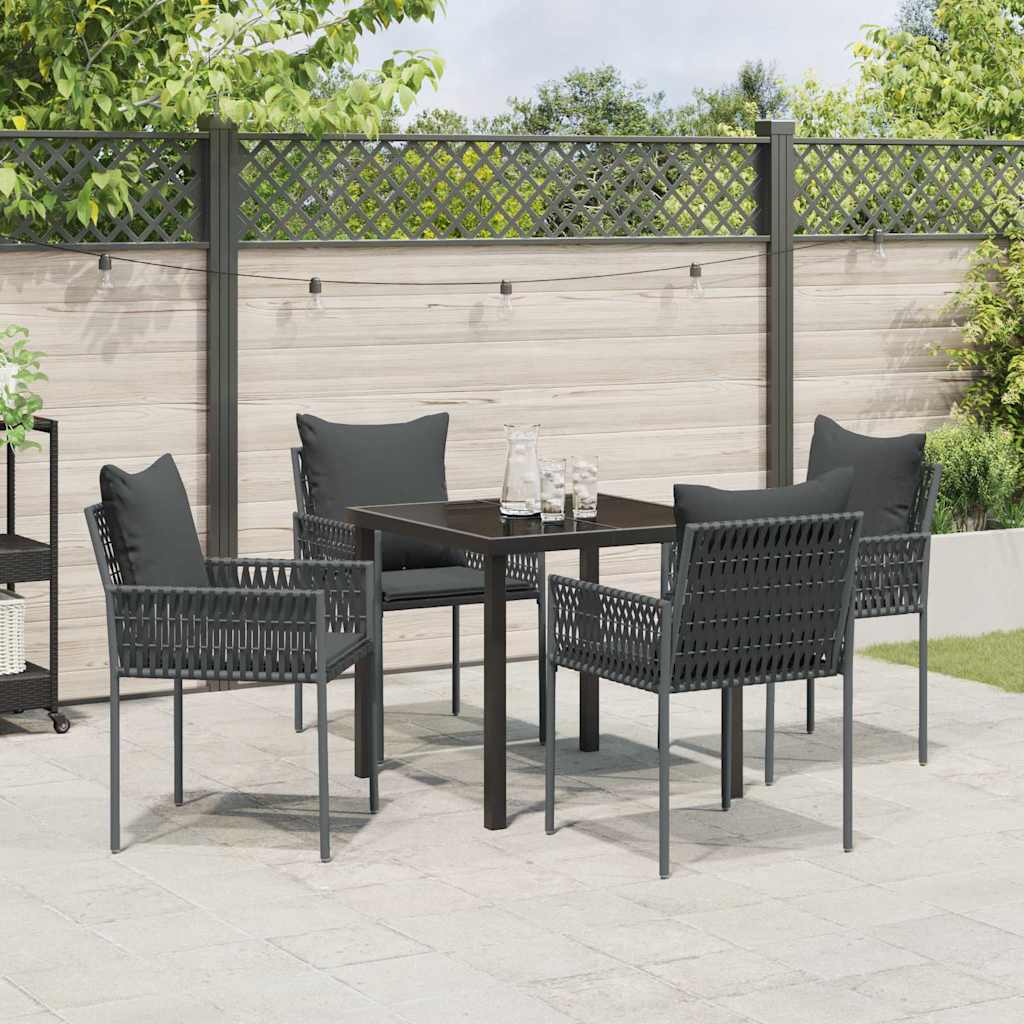 Garten Essgruppe 5 pcs Schwarz und Grau PE-Rattan