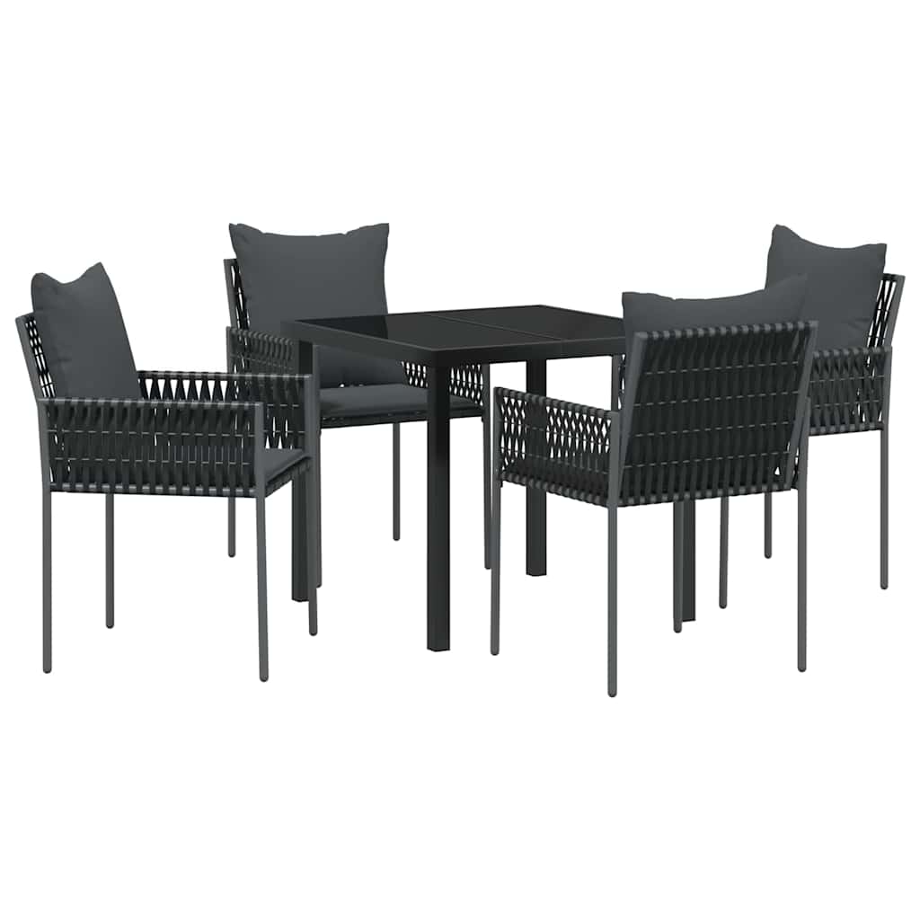 Garten Essgruppe 5 pcs Schwarz und Grau PE-Rattan