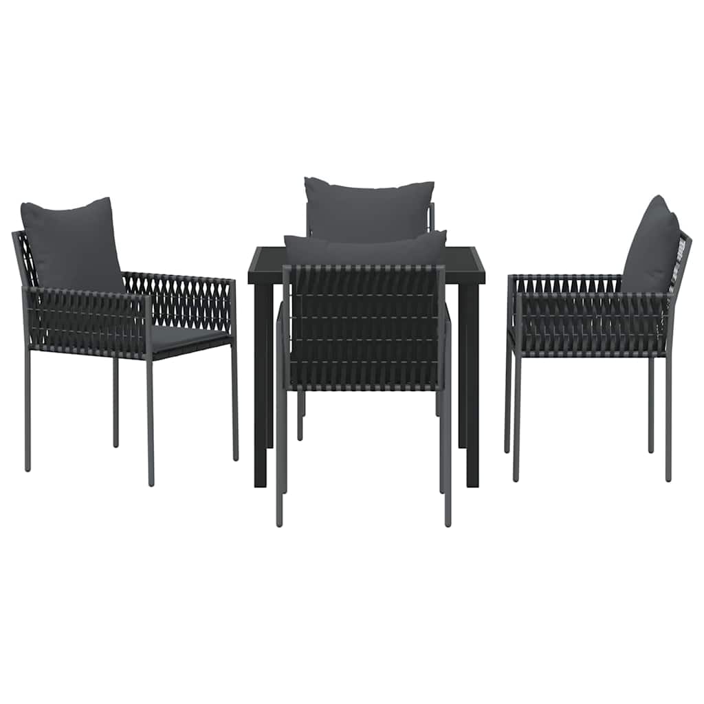 Garten Essgruppe 5 pcs Schwarz und Grau PE-Rattan