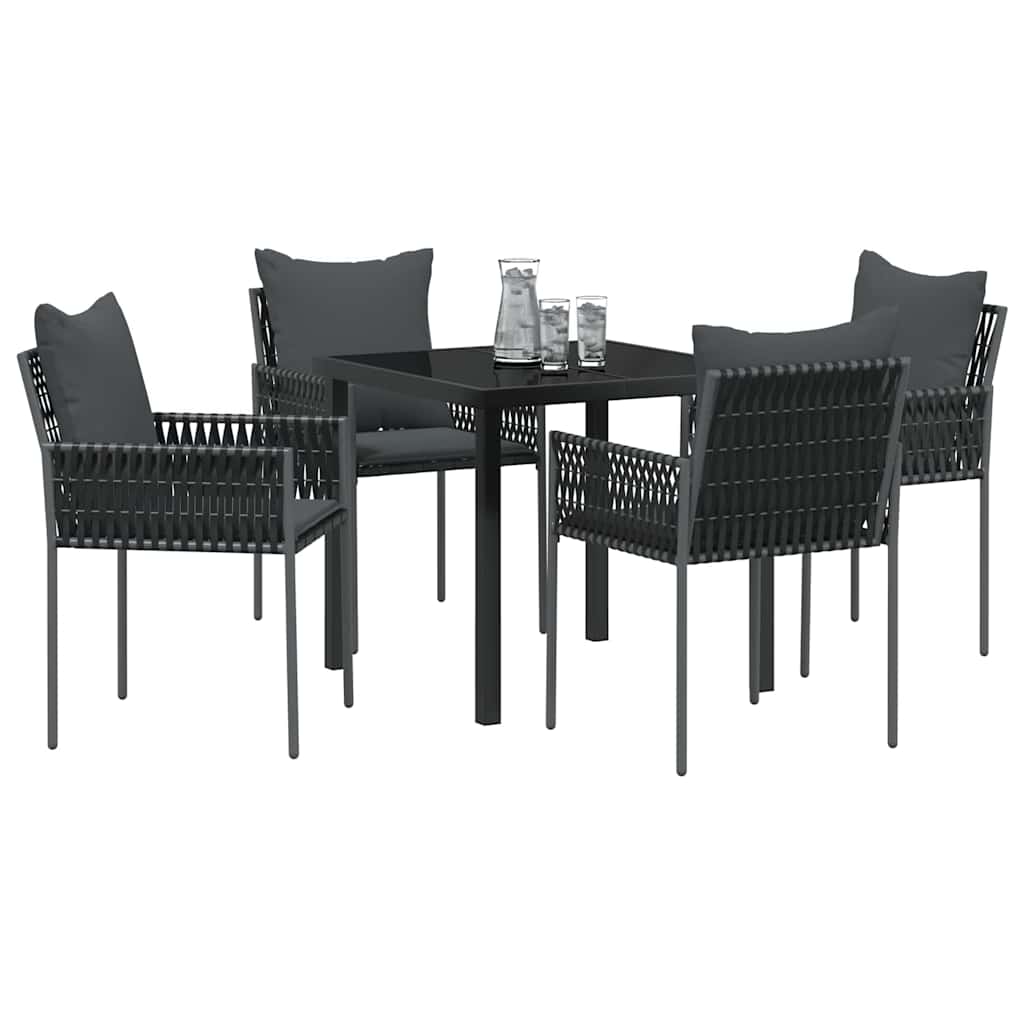 Garten Essgruppe 5 pcs Schwarz und Grau PE-Rattan