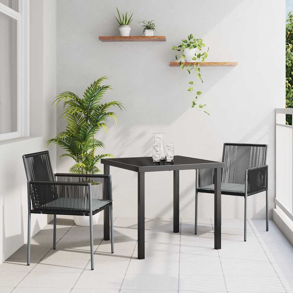 Garten Essgruppe 3 pcs Schwarz PE-Rattan