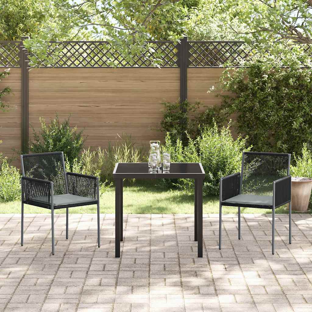 Garten Essgruppe 3 pcs Schwarz PE-Rattan