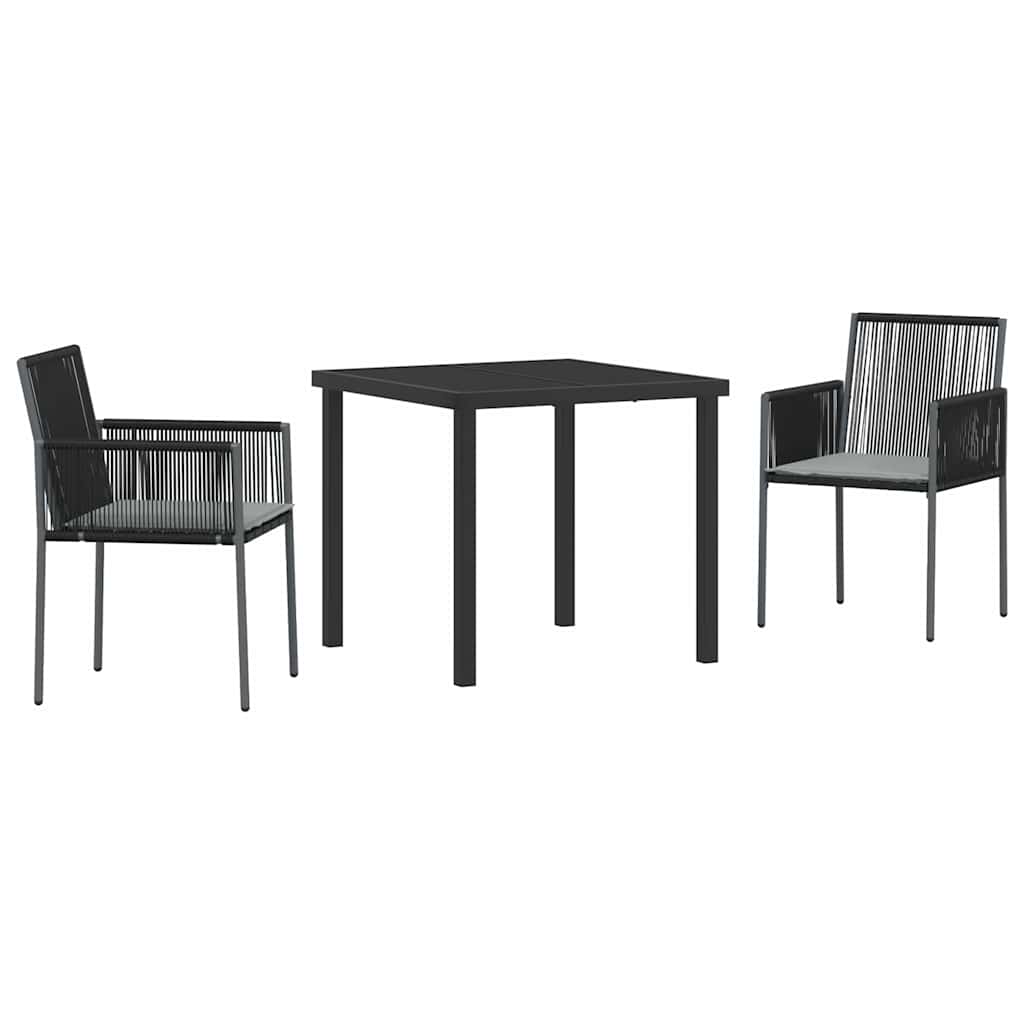 Garten Essgruppe 3 pcs Schwarz PE-Rattan