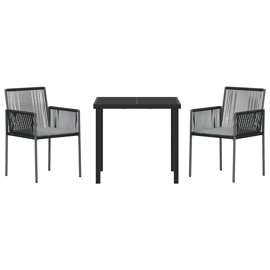 Garten Essgruppe 3 pcs Schwarz PE-Rattan