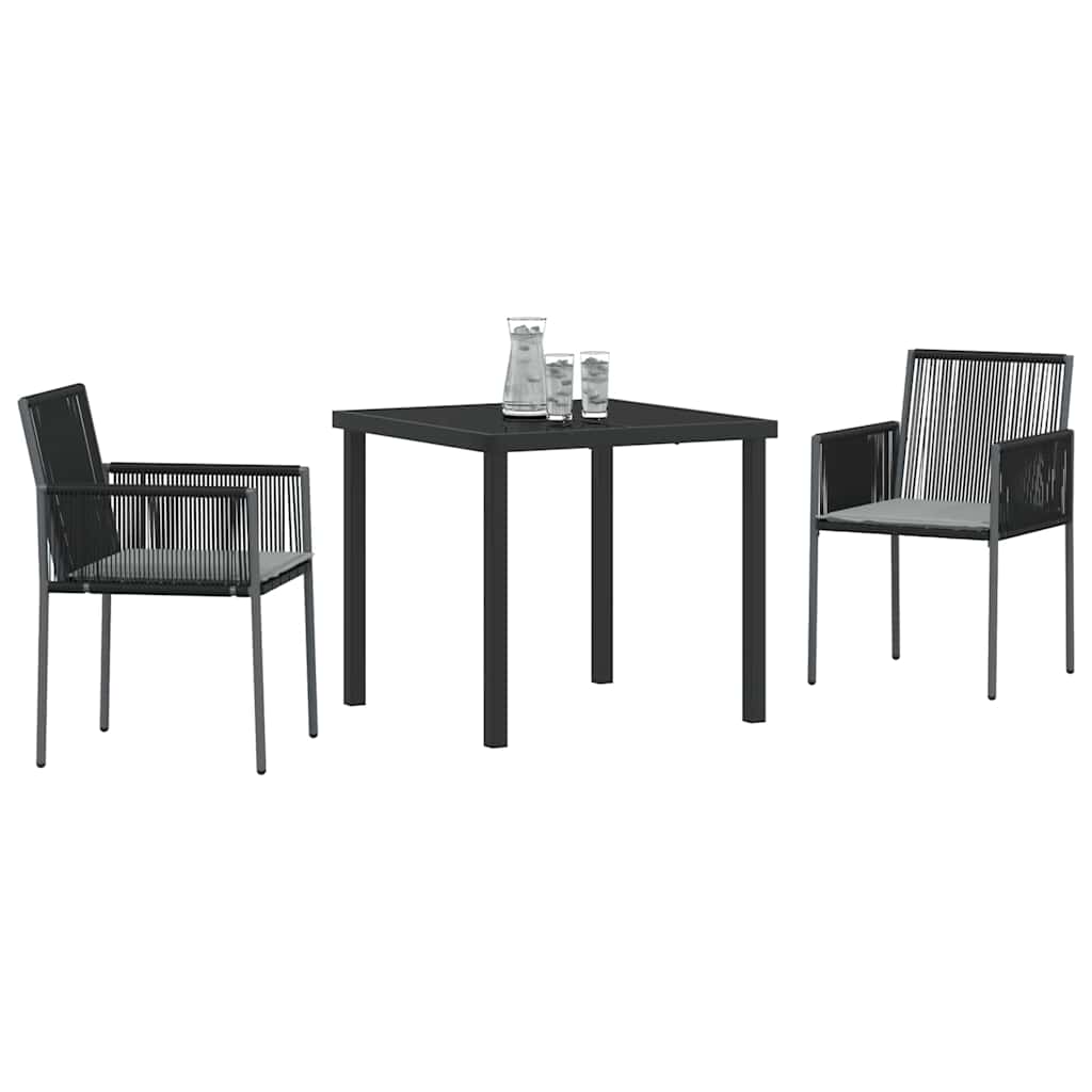 Garten Essgruppe 3 pcs Schwarz PE-Rattan