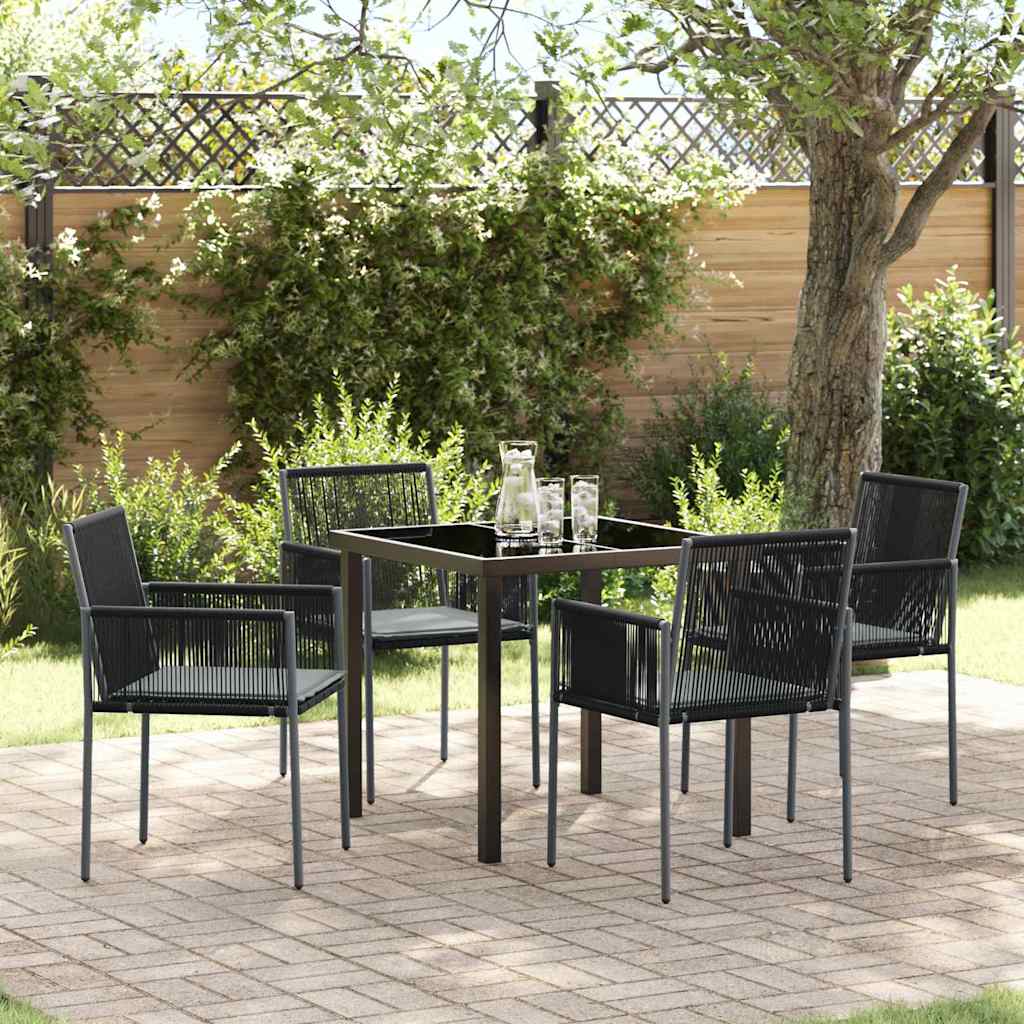 Garten Essgruppe 5 pcs Schwarz PE-Rattan