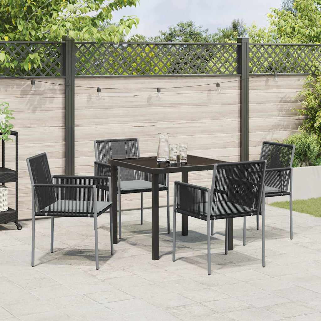 Garten Essgruppe 5 pcs Schwarz PE-Rattan