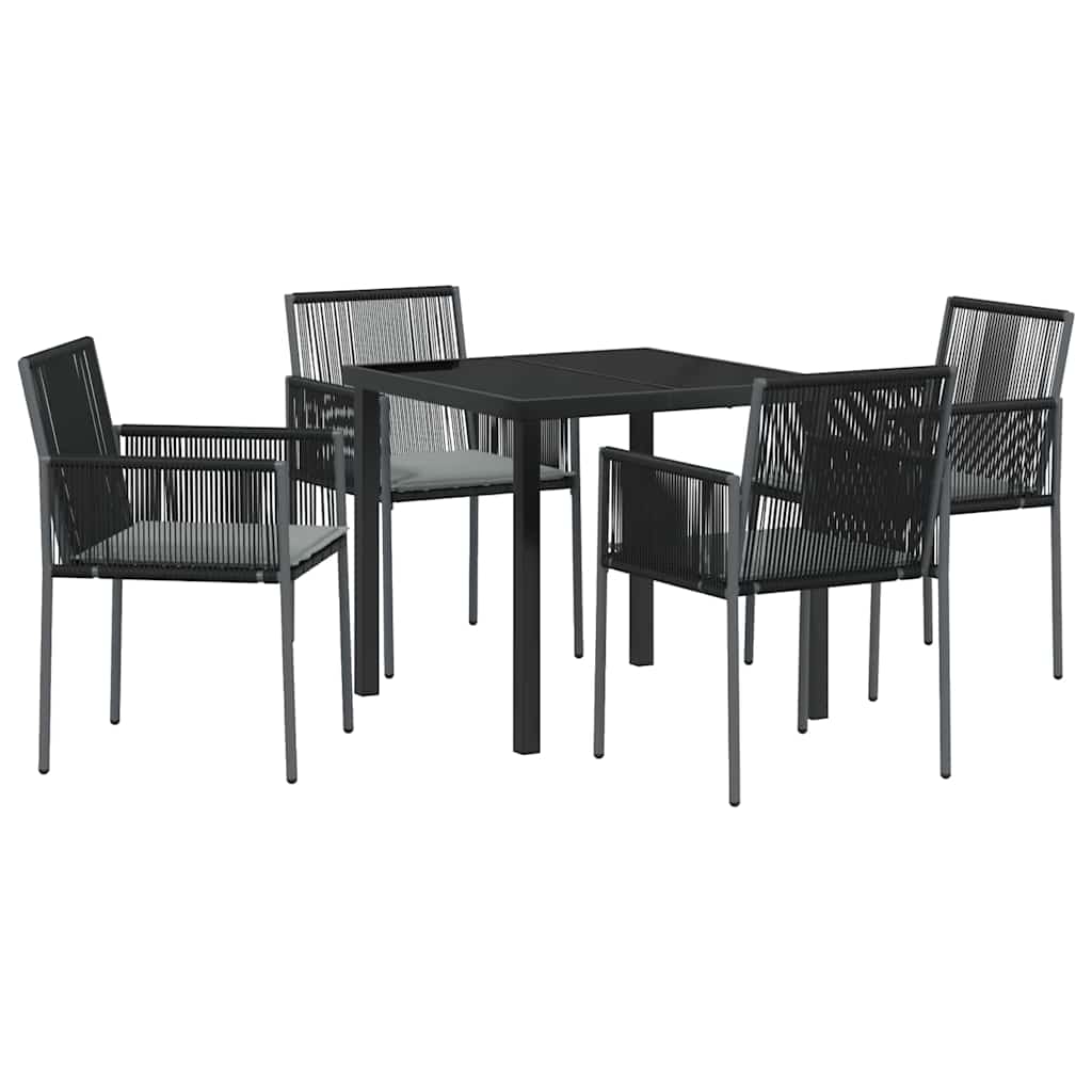 Garten Essgruppe 5 pcs Schwarz PE-Rattan