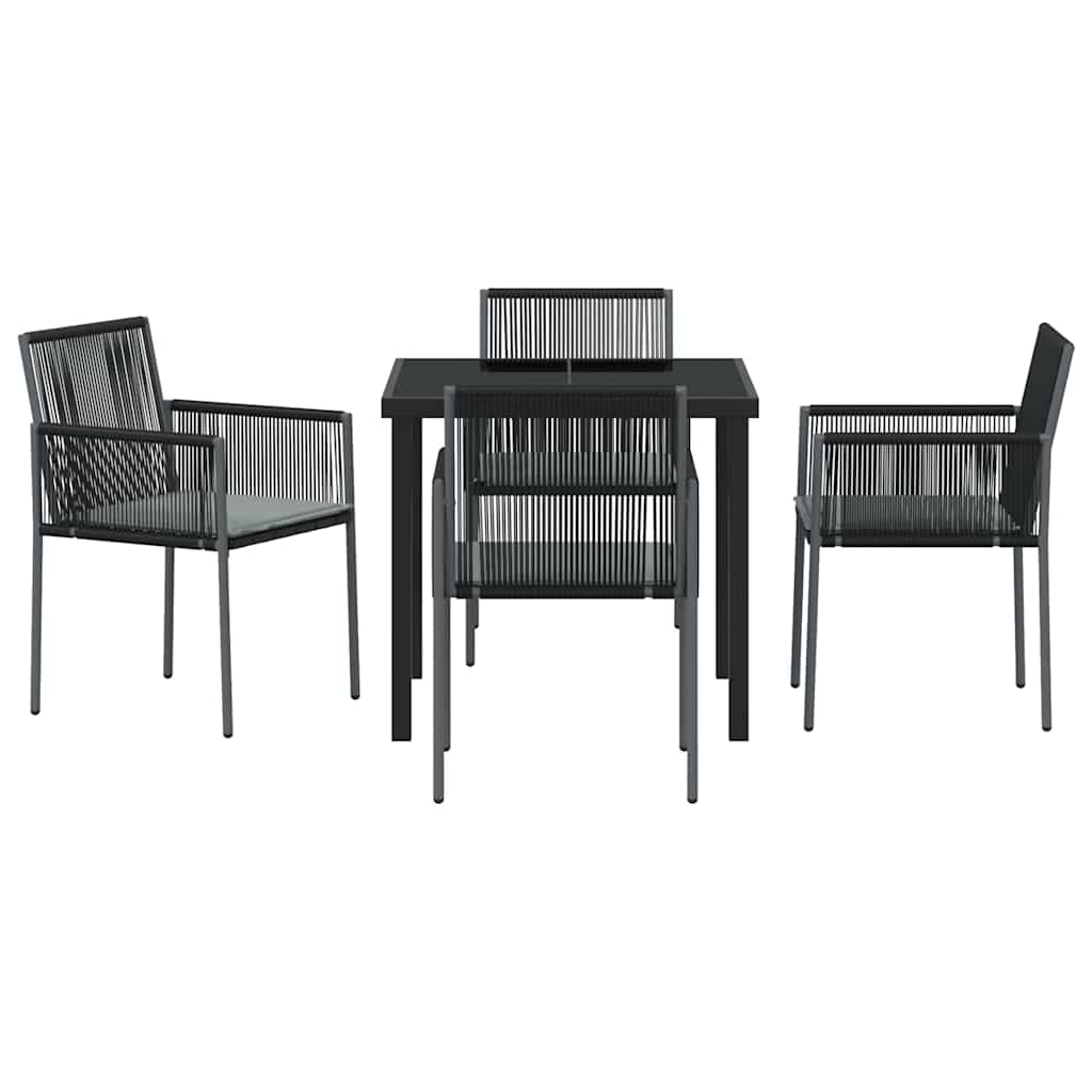 Garten Essgruppe 5 pcs Schwarz PE-Rattan