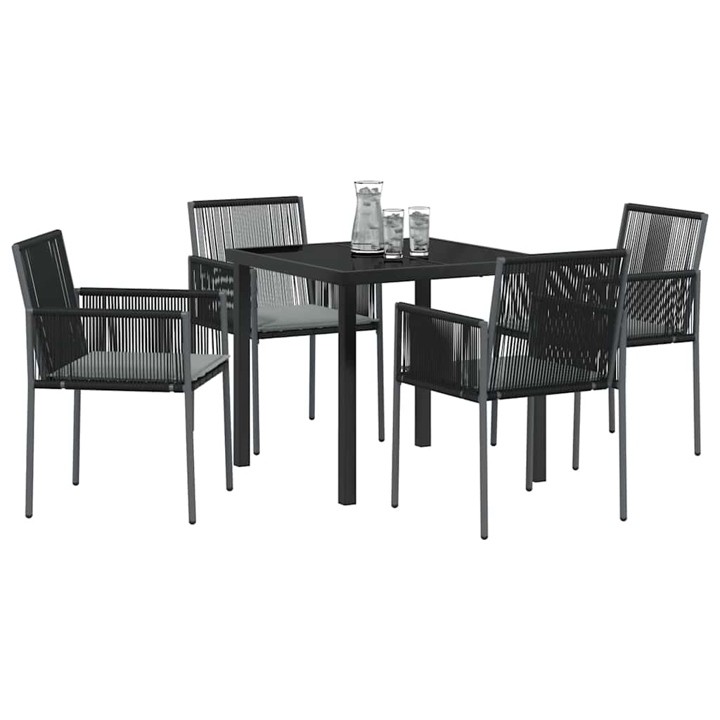 Garten Essgruppe 5 pcs Schwarz PE-Rattan