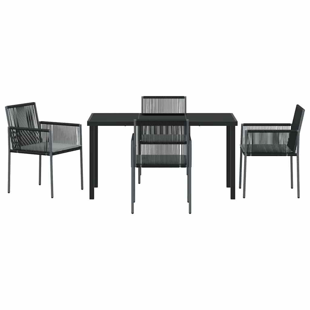 Garten Essgruppe 5 pcs Schwarz PE-Rattan