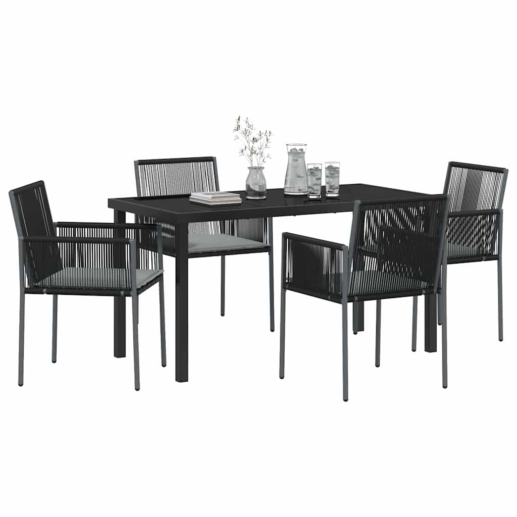Garten Essgruppe 5 pcs Schwarz PE-Rattan