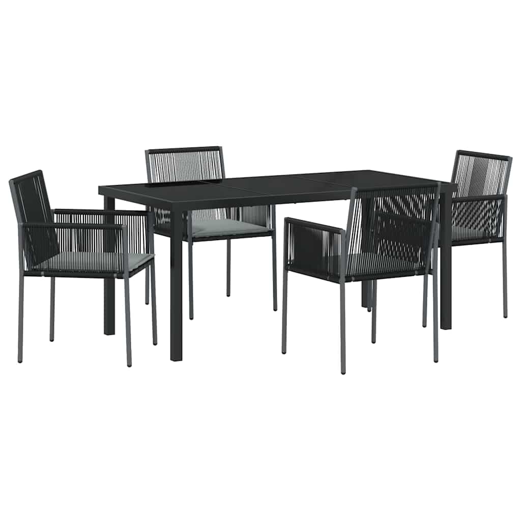 Garten Essgruppe 5 pcs Schwarz PE-Rattan