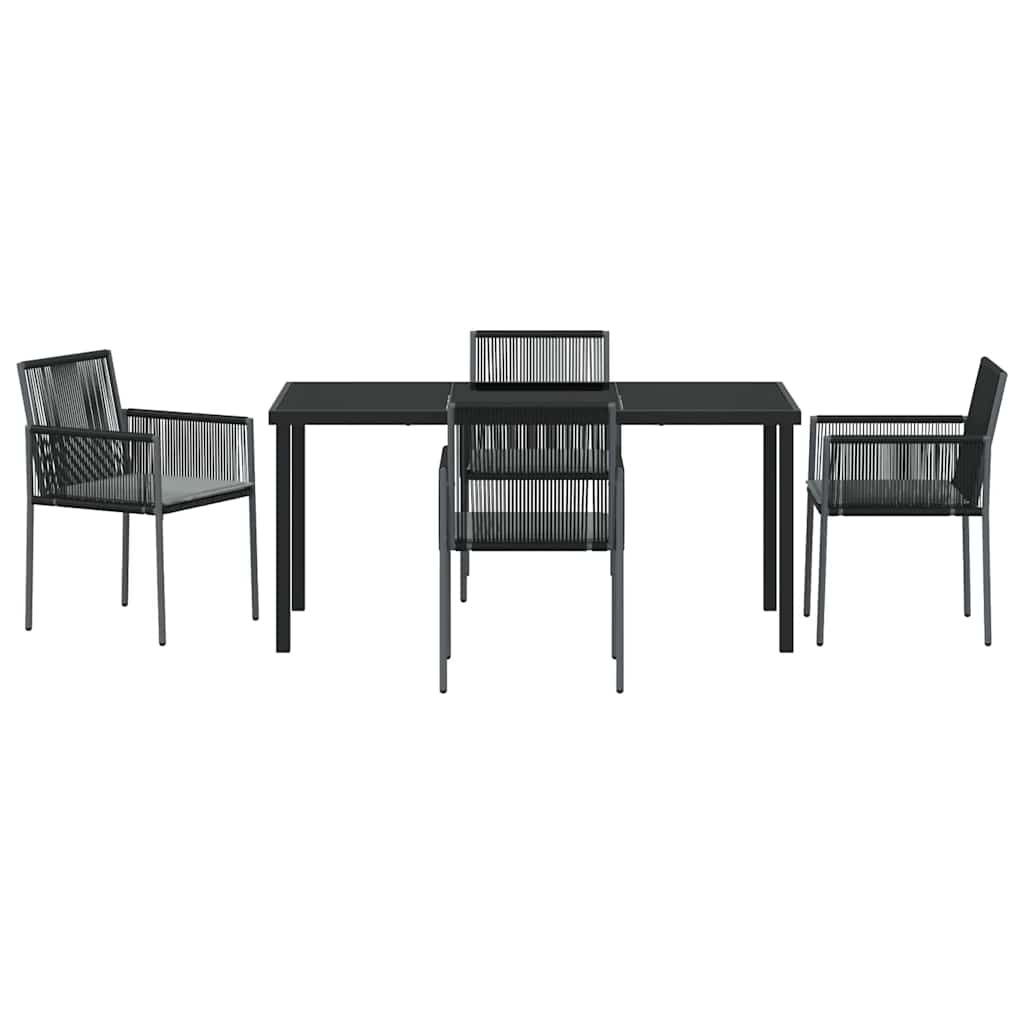 Garten Essgruppe 5 pcs Schwarz PE-Rattan