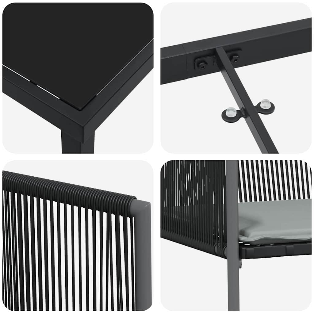 Garten Essgruppe 7 pcs Schwarz PE-Rattan