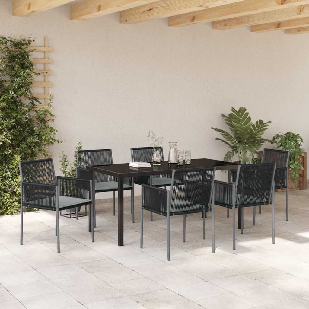 Garten Essgruppe 7 pcs Schwarz PE-Rattan