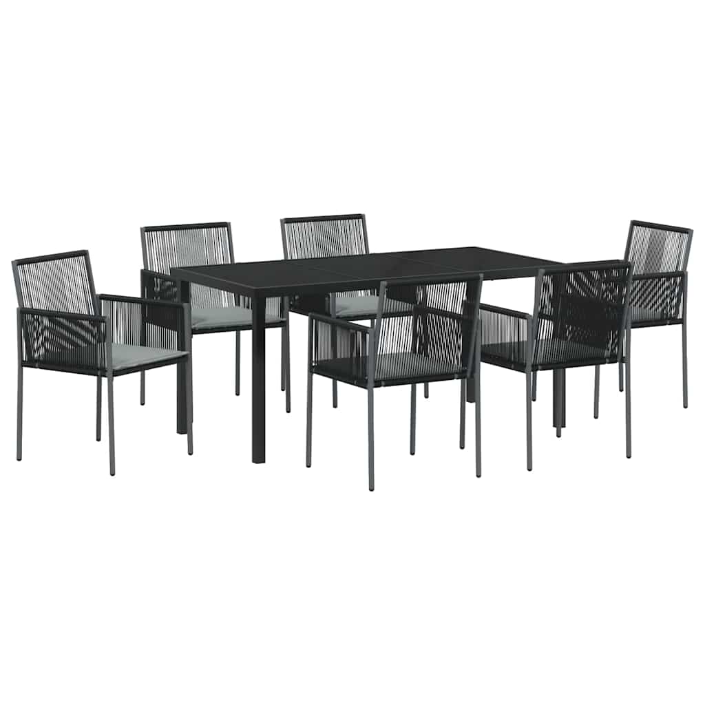 Garten Essgruppe 7 pcs Schwarz PE-Rattan