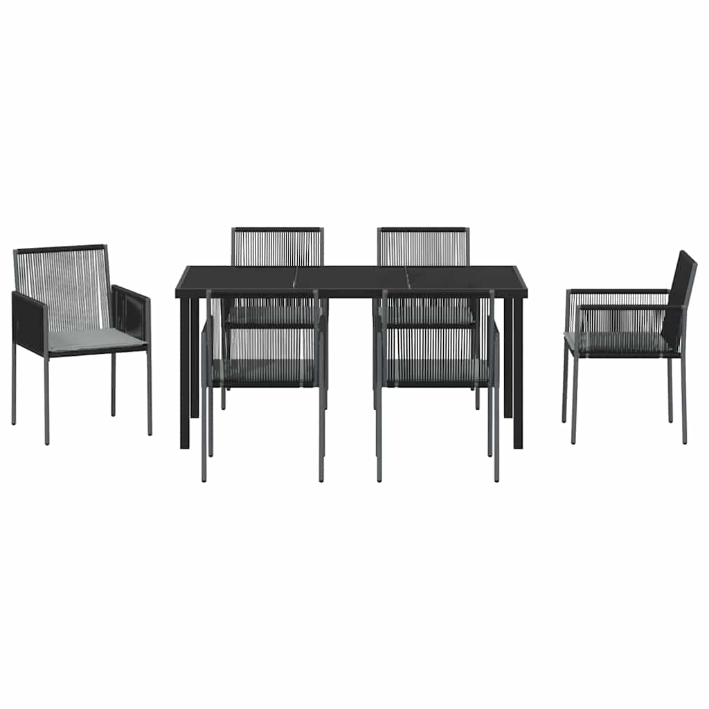 Garten Essgruppe 7 pcs Schwarz PE-Rattan