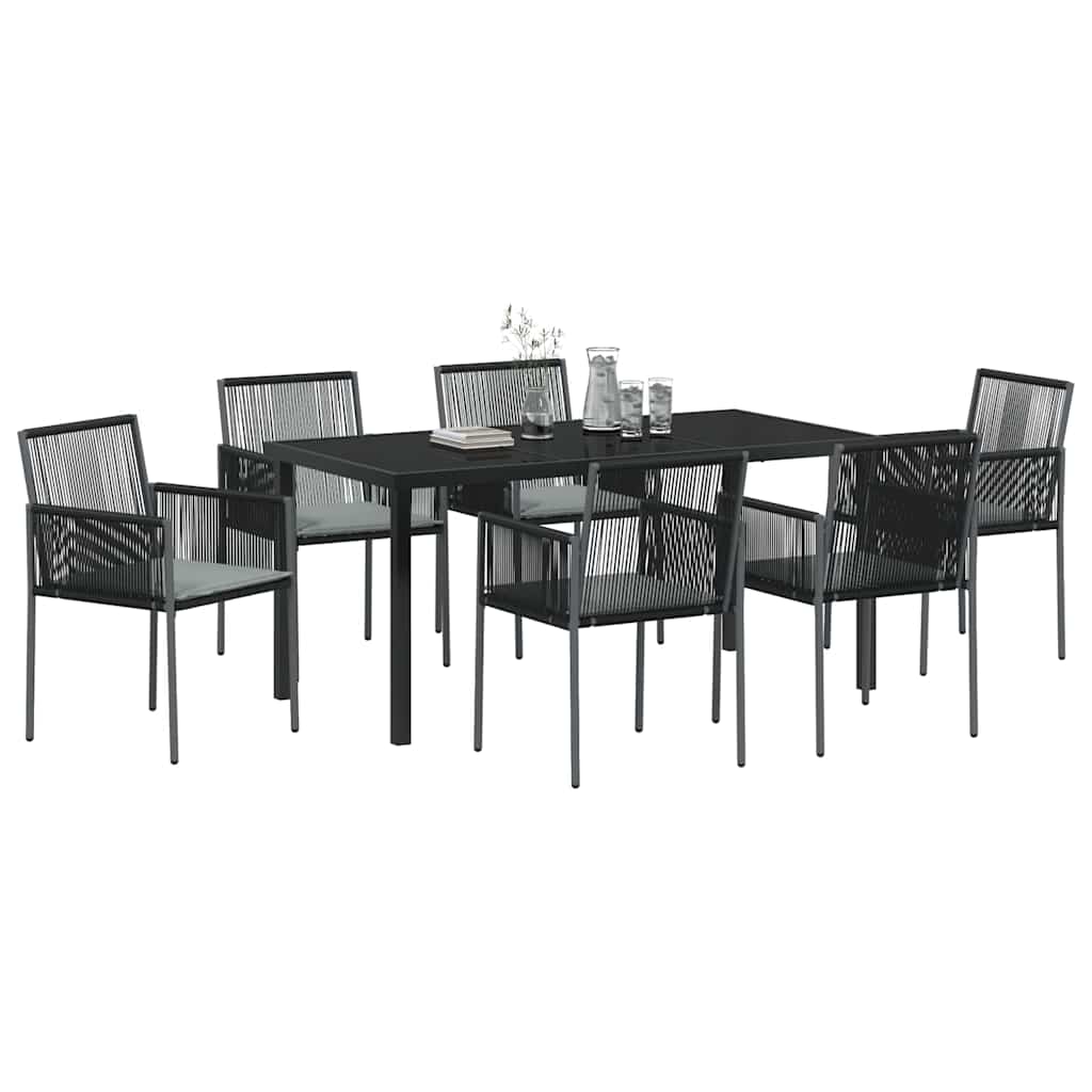 Garten Essgruppe 7 pcs Schwarz PE-Rattan