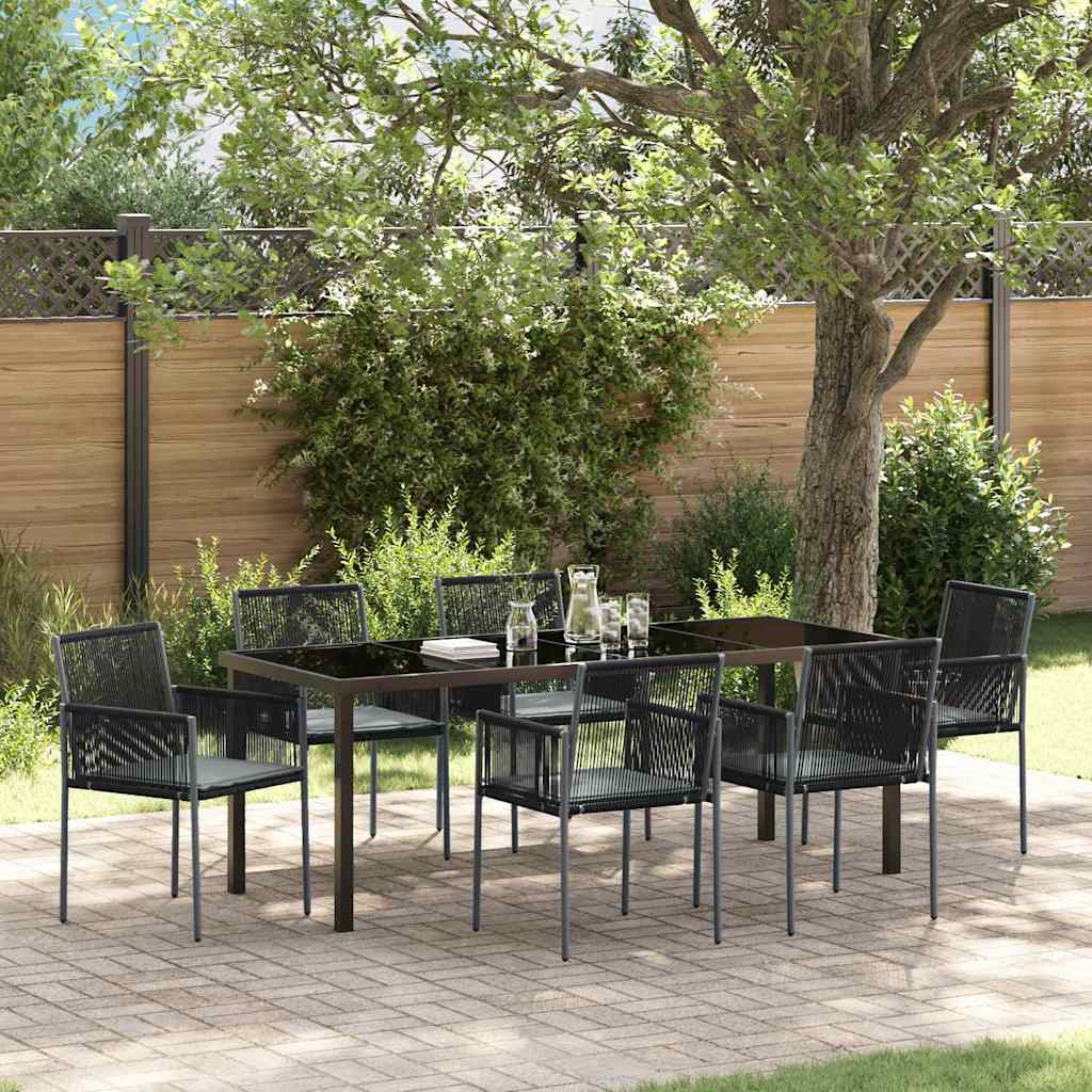 Garten Essgruppe 7 pcs Schwarz PE-Rattan