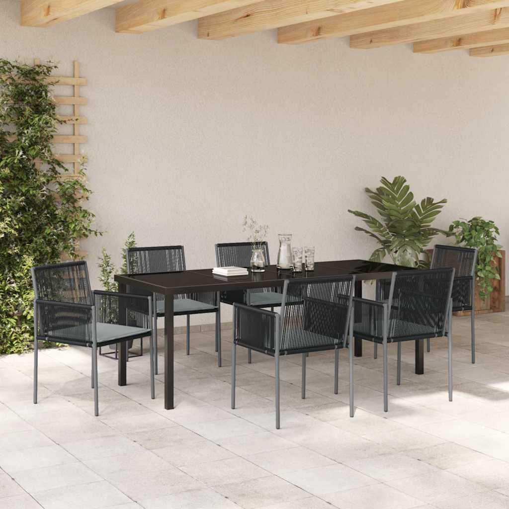 Garten Essgruppe 7 pcs Schwarz PE-Rattan