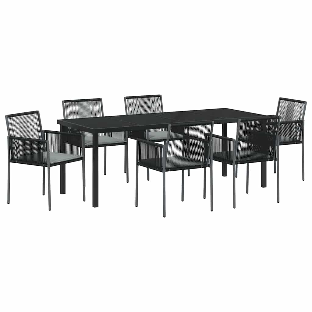 Garten Essgruppe 7 pcs Schwarz PE-Rattan