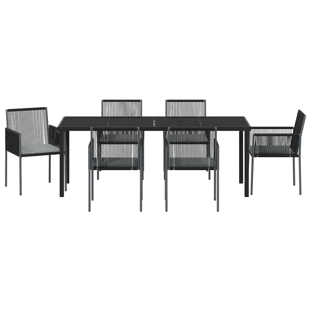 Garten Essgruppe 7 pcs Schwarz PE-Rattan