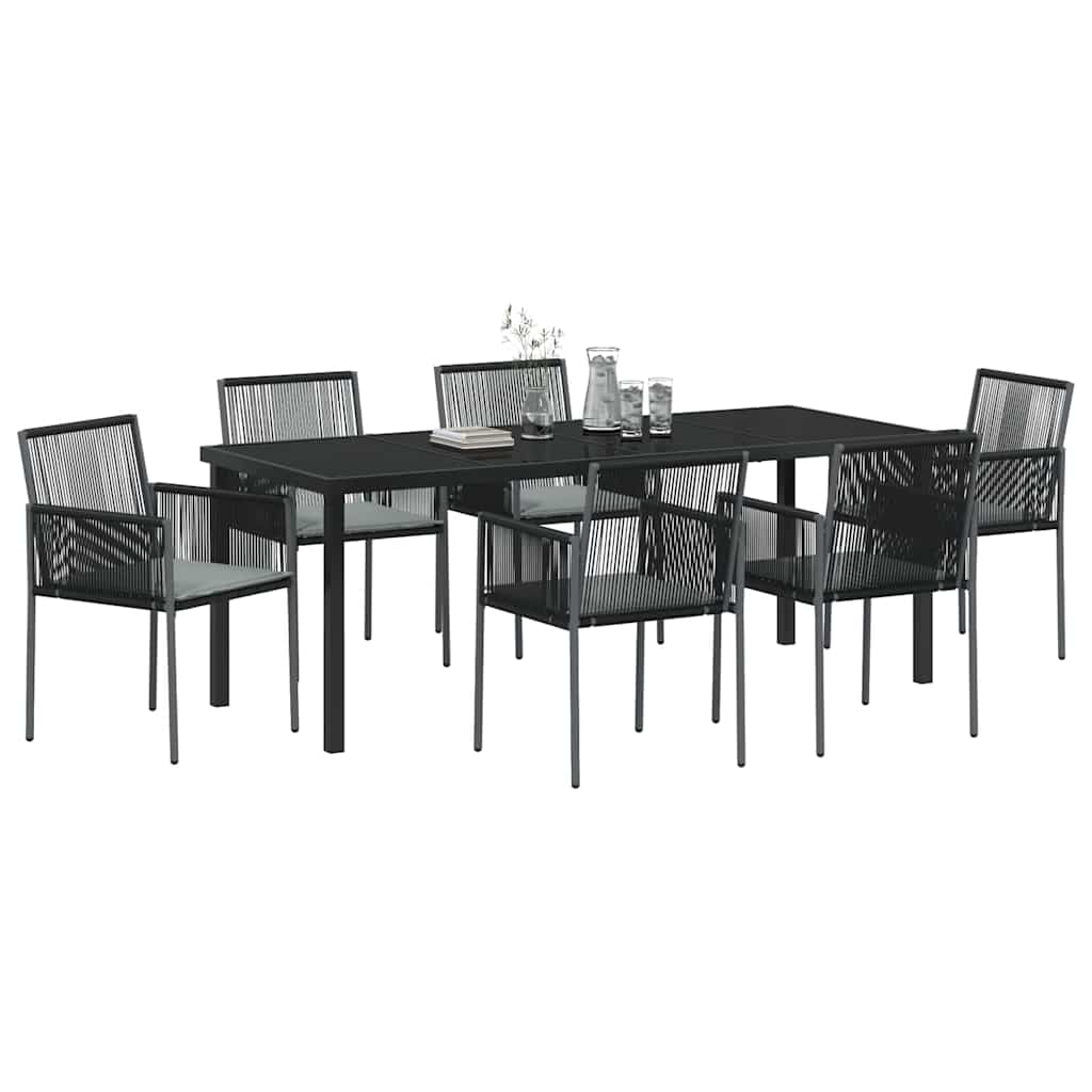 Garten Essgruppe 7 pcs Schwarz PE-Rattan