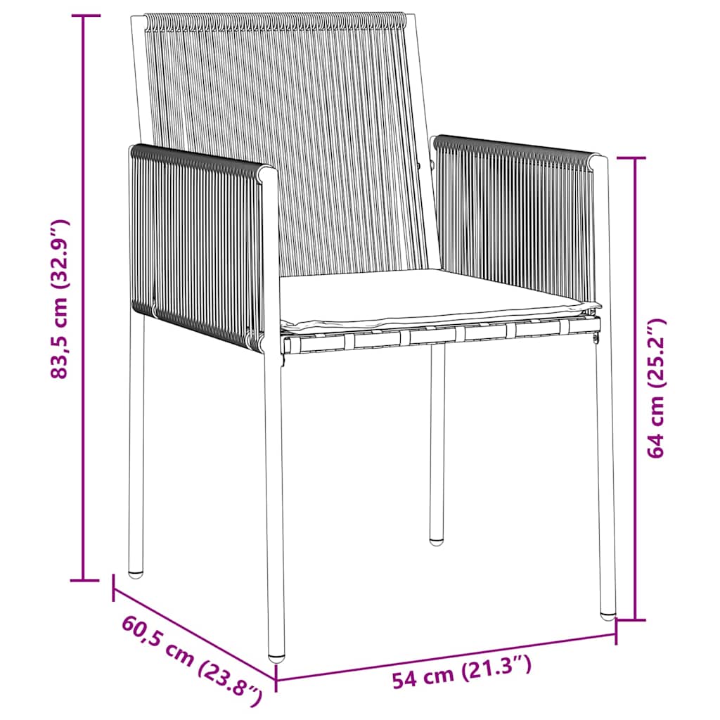 Garten Essgruppe 7 pcs Schwarz PE-Rattan