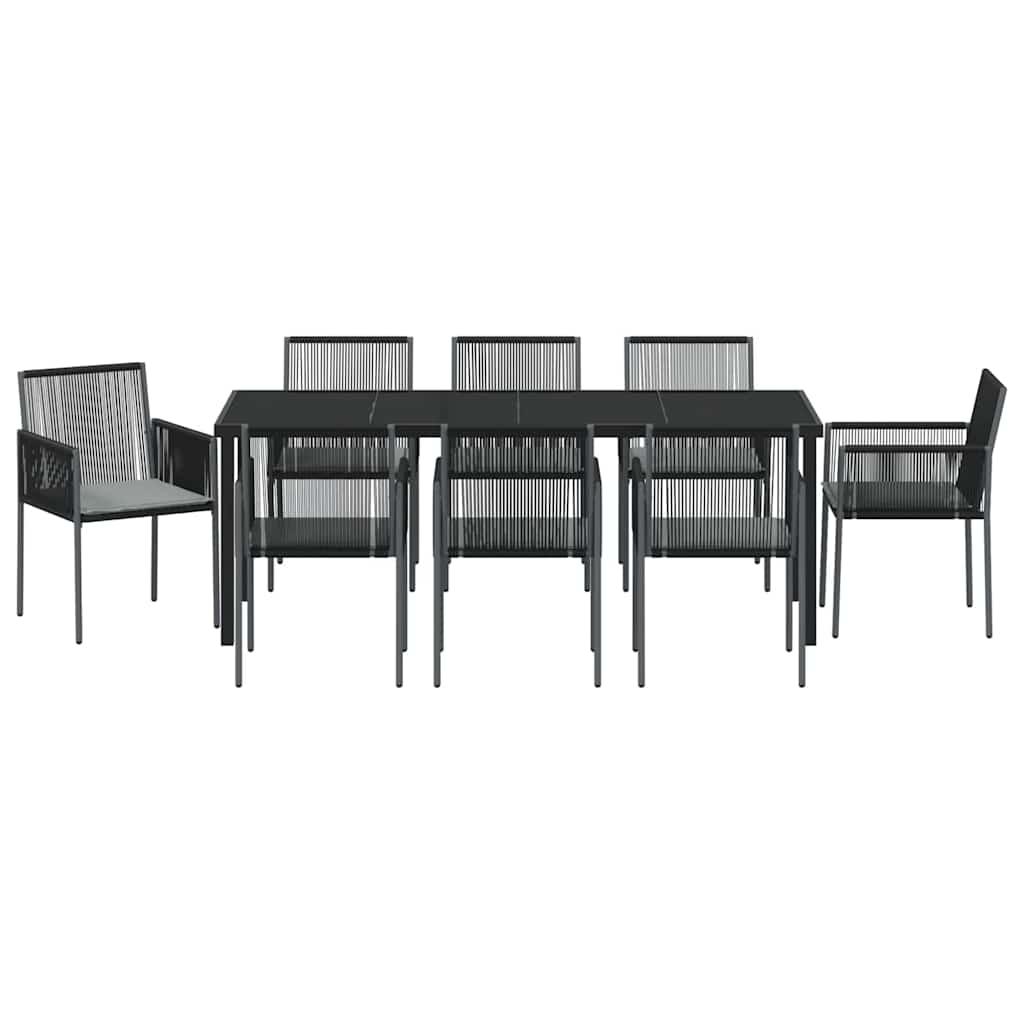 Garten Essgruppe 9 pcs Schwarz PE-Rattan