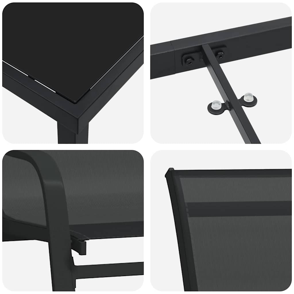 Garten Essgruppe 3 pcs Schwarz Pulverbeschichteter Stahl