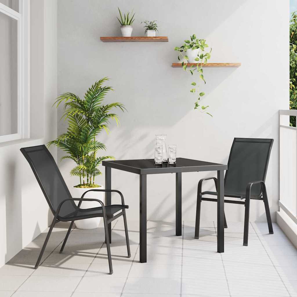 Garten Essgruppe 3 pcs Schwarz Pulverbeschichteter Stahl
