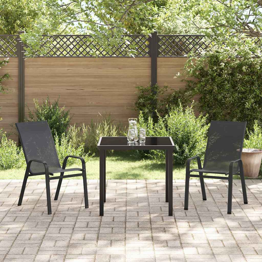 Garten Essgruppe 3 pcs Schwarz Pulverbeschichteter Stahl