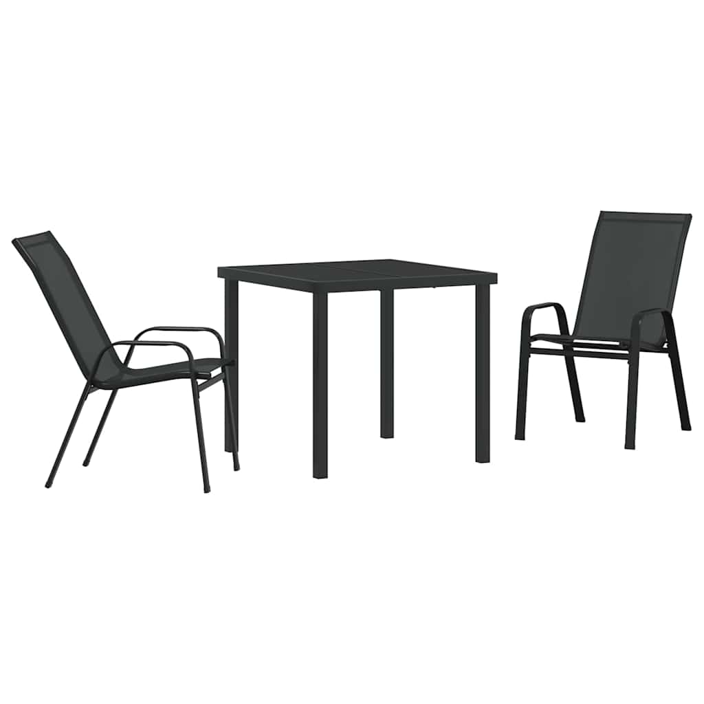 Garten Essgruppe 3 pcs Schwarz Pulverbeschichteter Stahl