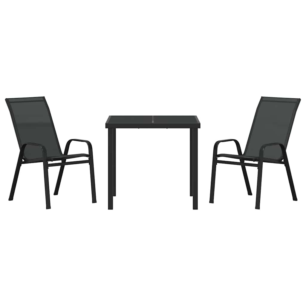 Garten Essgruppe 3 pcs Schwarz Pulverbeschichteter Stahl