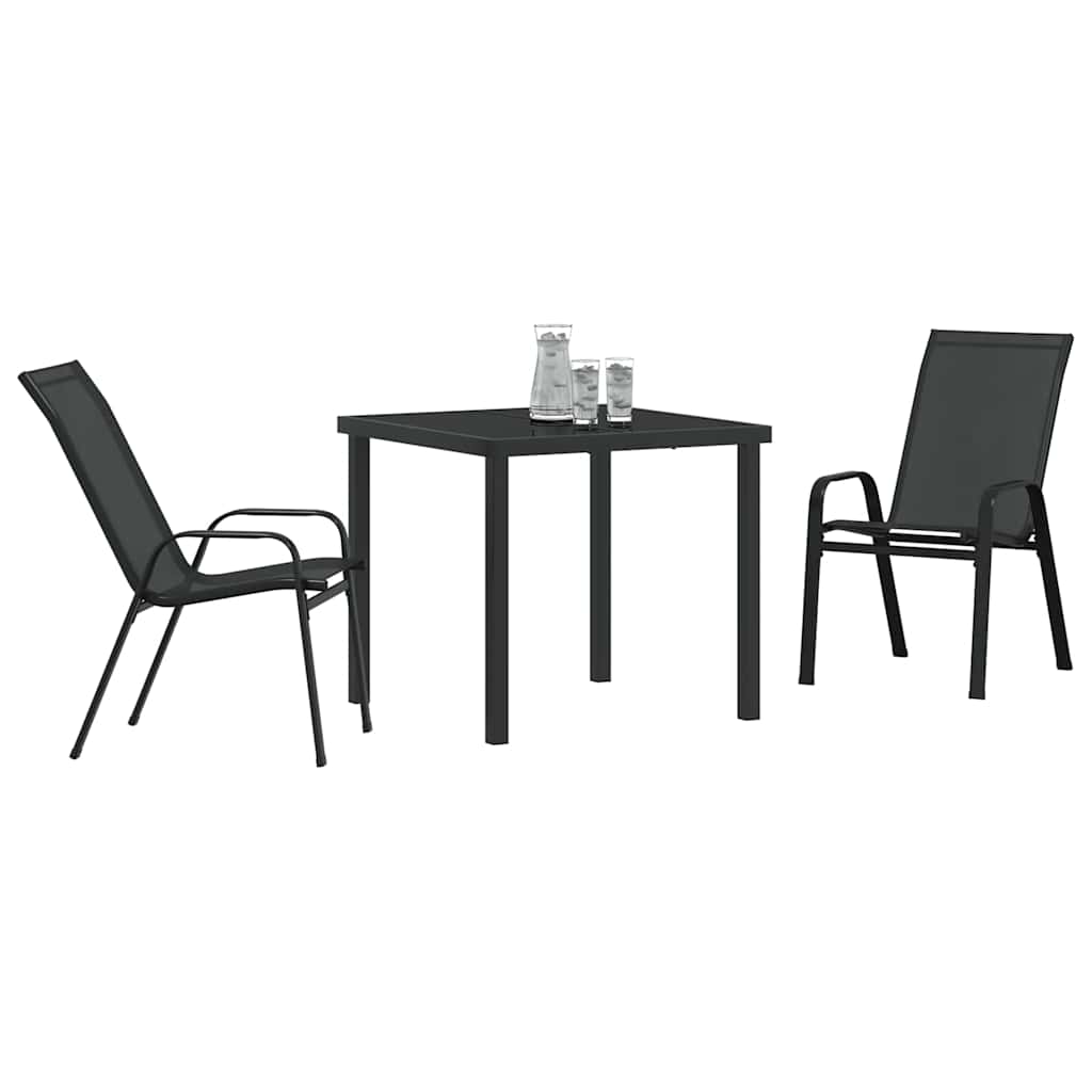 Garten Essgruppe 3 pcs Schwarz Pulverbeschichteter Stahl