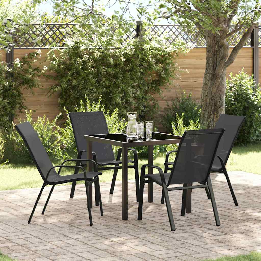 Garten Essgruppe 5 pcs Schwarz Pulverbeschichteter Stahl