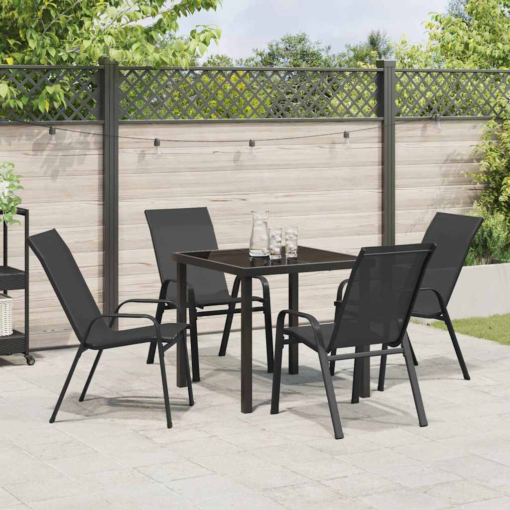 Garten Essgruppe 5 pcs Schwarz Pulverbeschichteter Stahl