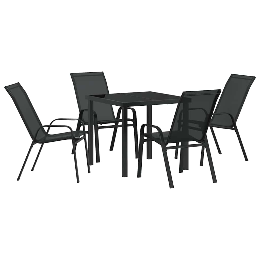 Garten Essgruppe 5 pcs Schwarz Pulverbeschichteter Stahl