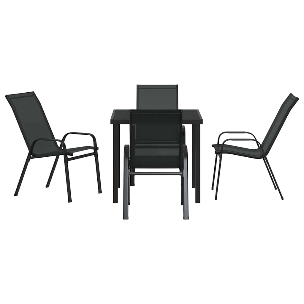 Garten Essgruppe 5 pcs Schwarz Pulverbeschichteter Stahl