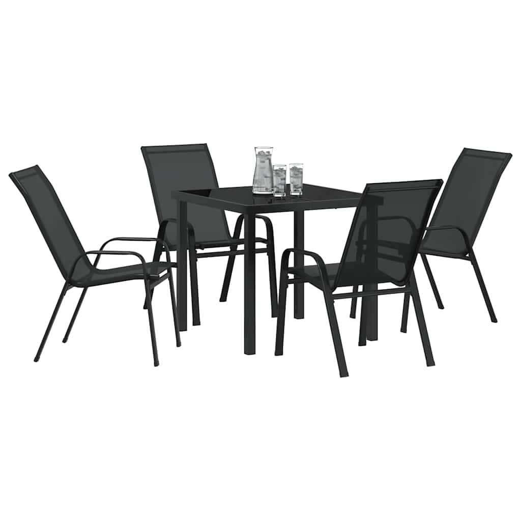 Garten Essgruppe 5 pcs Schwarz Pulverbeschichteter Stahl