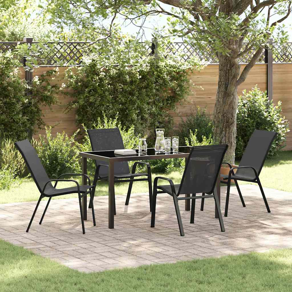 Garten Essgruppe 5 pcs Schwarz Pulverbeschichteter Stahl