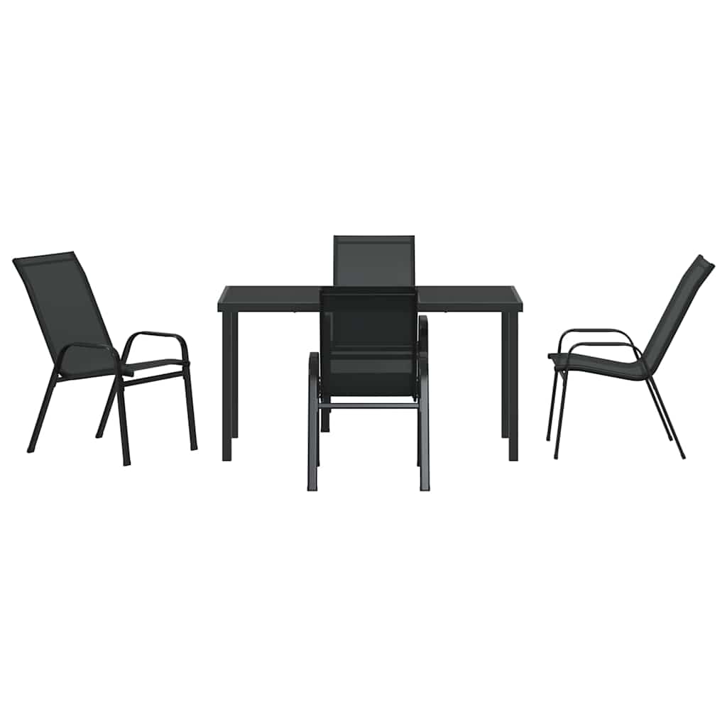 Garten Essgruppe 5 pcs Schwarz Pulverbeschichteter Stahl
