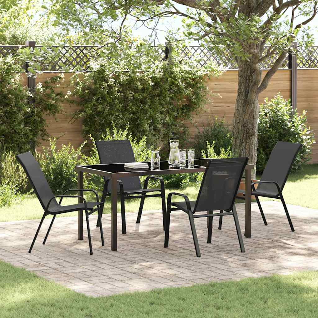 Garten Essgruppe 5 pcs Schwarz Pulverbeschichteter Stahl