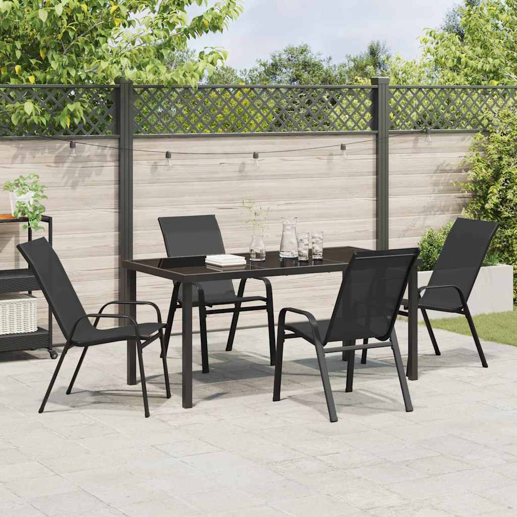 Garten Essgruppe 5 pcs Schwarz Pulverbeschichteter Stahl