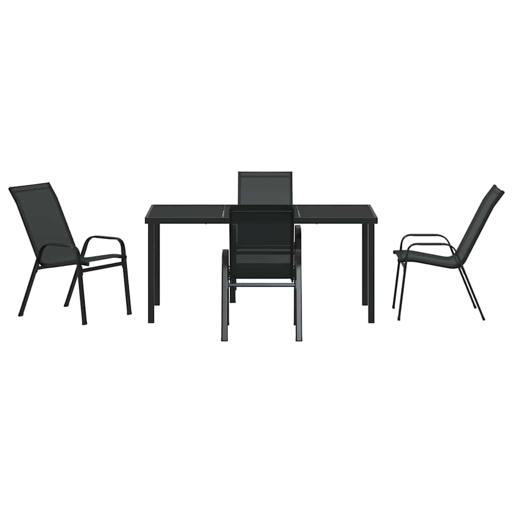 Garten Essgruppe 5 pcs Schwarz Pulverbeschichteter Stahl
