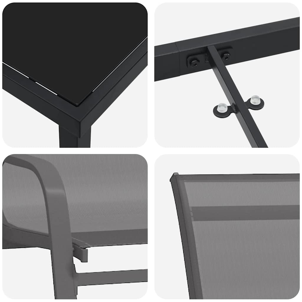 Garten Essgruppe 3 pcs Grau und Schwarz
