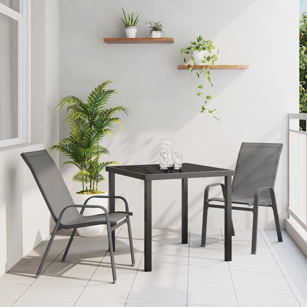 Garten Essgruppe 3 pcs Grau und Schwarz