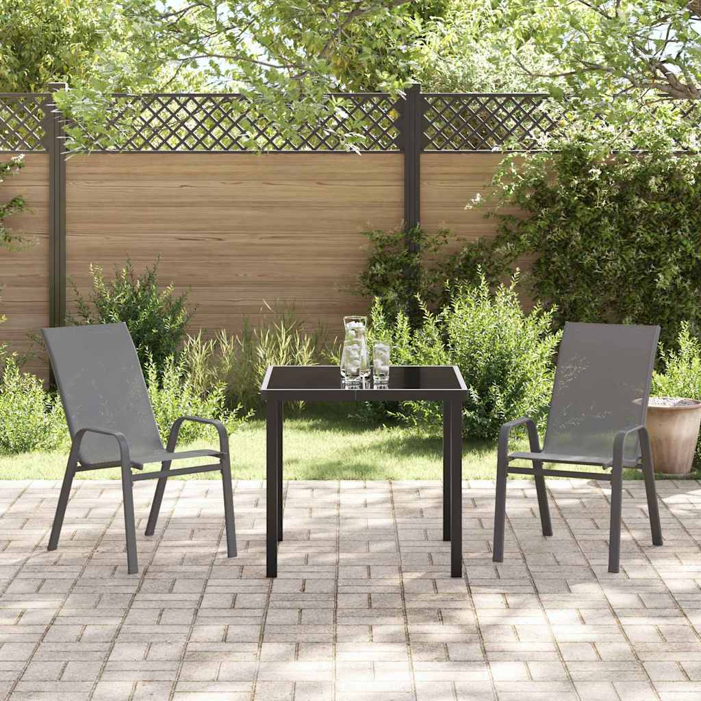 Garten Essgruppe 3 pcs Grau und Schwarz