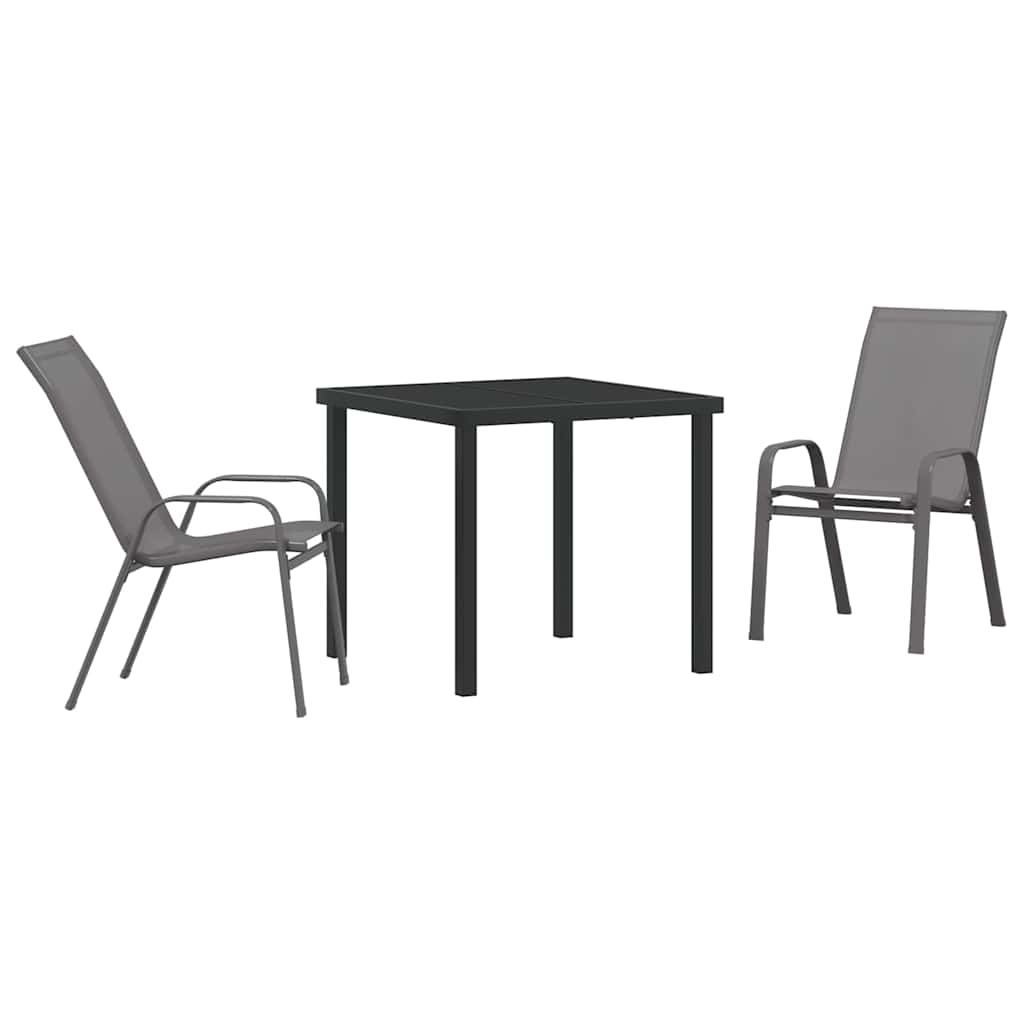 Garten Essgruppe 3 pcs Grau und Schwarz